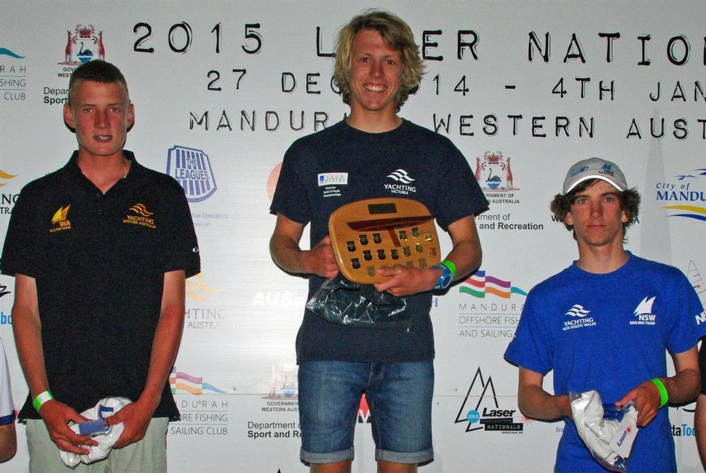 Top three 4.7 sailors Left, Caelin Winchcombe; centre Brody Riley; right Jordan Makin ©  Perth Sailing Photography